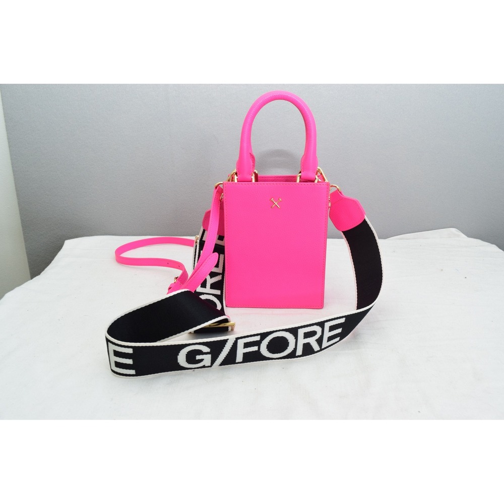 G/FORE Metal Tees Mini Tote Bag Neon Pink Leather Crossbody Women Golf Luxury